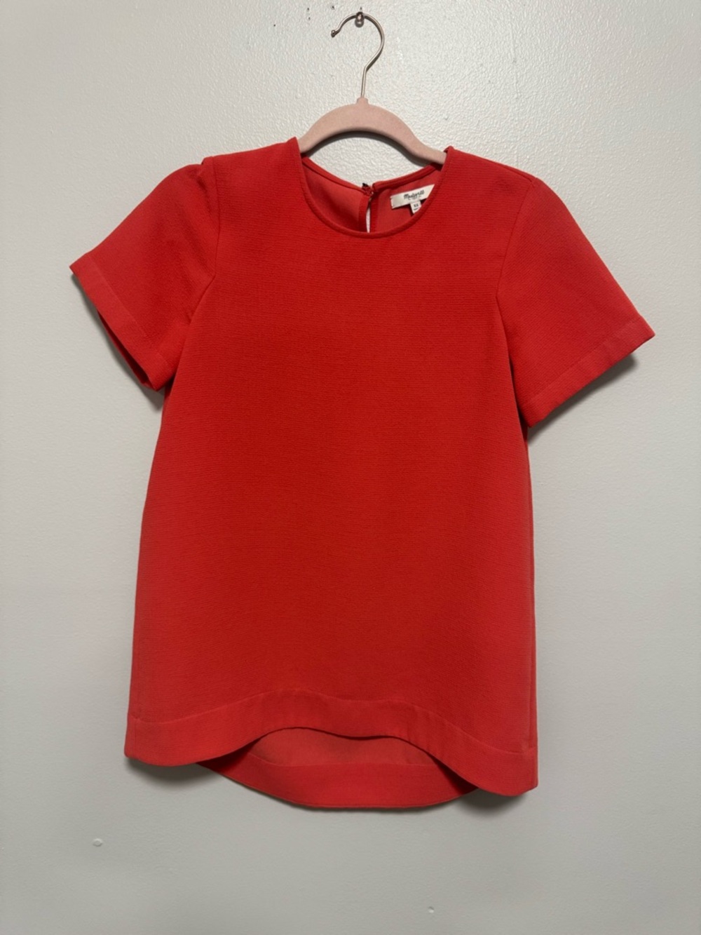Madewell Bright Red Blouse With Pleated Back - Picture 3 of 9